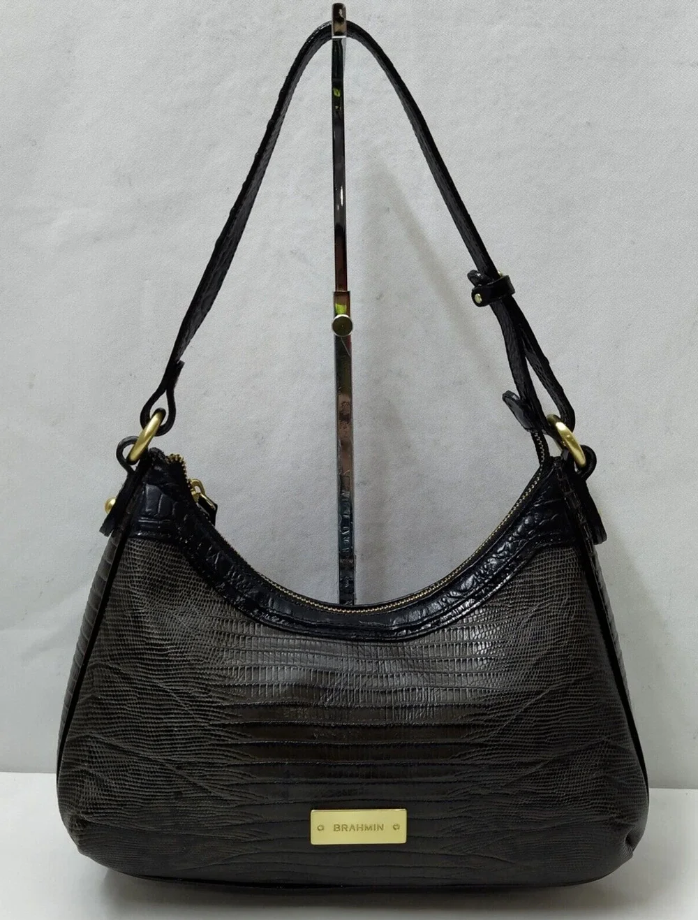 Brahmin Bekka Brown Leather Zipper Closure Hobo Shoulder Bag